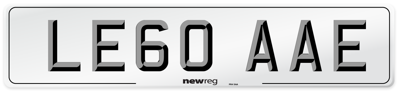 LE60 AAE Number Plate from New Reg